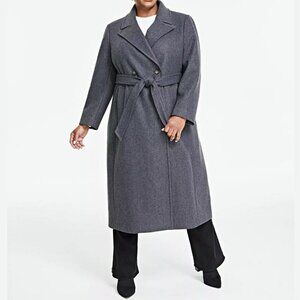 DKNY Plus Size Notched-Collar Double-Breasted Wrap Coat Size 3X (MSRP $350)